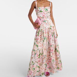 NEW Agua by Agua Bendita Lima floral linen maxi dress